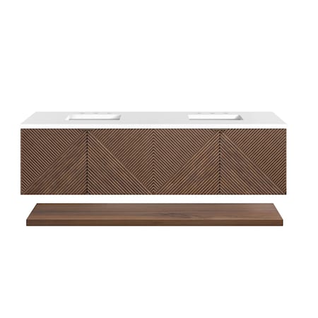 James Martin Vanities Marcello 72in Double Vanity, Chestnut w/ 3 CM White Zeus Top D200-V72-CSN-3WZ